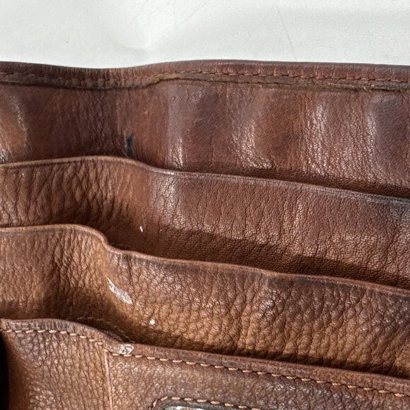 Vintage Y2K Fossil Distressed Soft Leather Wallet Trifold Brown Card Money Snap - Picture 12 of 14